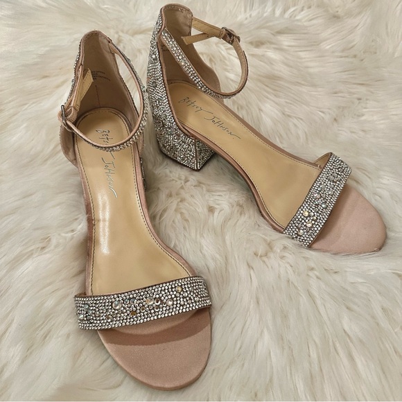 Blue by Betsey Johnson Mari Rhinestone Block Heel Sandals - Size 9 - Picture 8 of 16